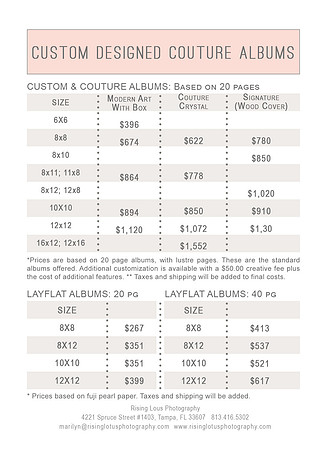 5x7 Price List Front