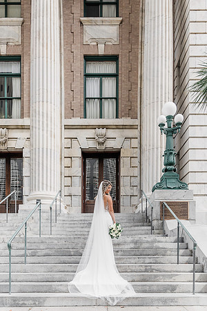 Downtown Tampa- Top Wedding Photographer- bride- Le Meridien steps