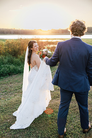 Best Ocala Wedding Photographer- Newlyweds at sunset on horse farm