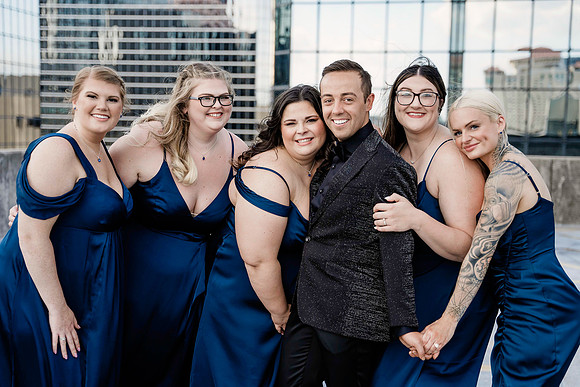 Groom and his bridesmaids