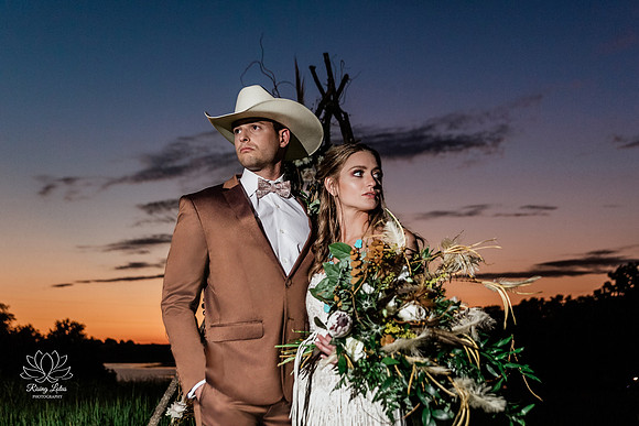 Wild West sunset wedding newylweds