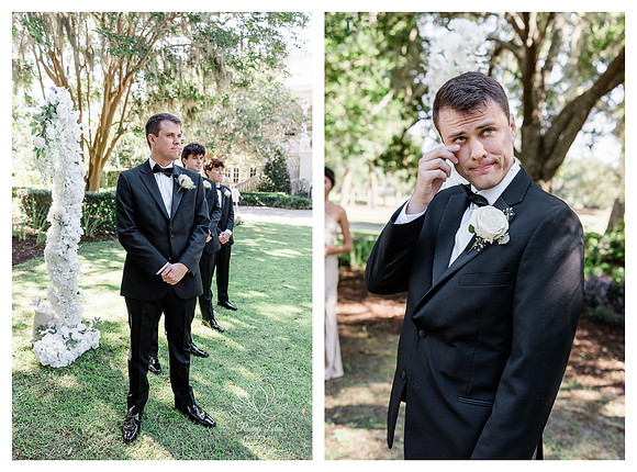 Grooms reaction seeing bride at Golden Ocala