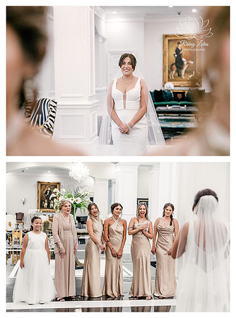 Bride first look with bridesmaids