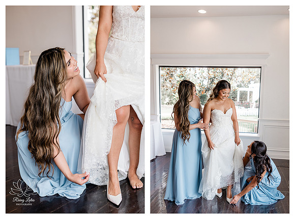 Bride and Bridesmaids getting ready Royal Crest Room- Orlando, Florida wedding photography